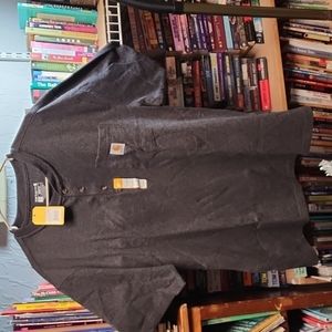 Carhartt Loose Fit Henley Short Sleeve Workwear Shirt Carbon Heather Size L